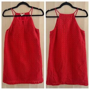 Lucky Brand Red Sleeveless Eyelet Lace Dress